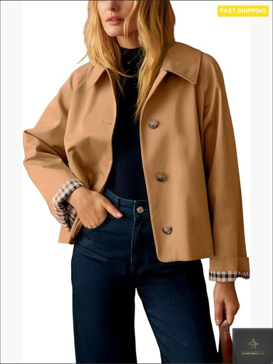 Jackets & Blazers - Women's Casual Jacket Lightweight Structured Trench Style Button Front with